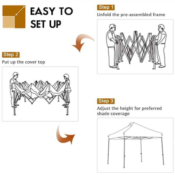 HONEY JOY 10 ft. x 10 ft., White Pop Up Canopy Tent Easy Set-up