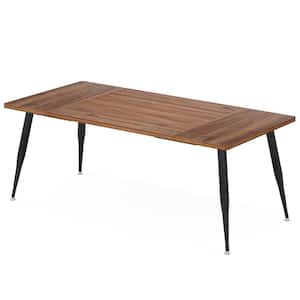 Roesler Modern Brown Engineered Wood 71 in. 4 Legs Dining Table Seats 8 Kitchen Table Furniture with Metal Legs