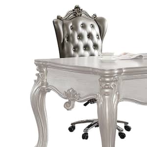 Versailles Polyurethane Tufted Ergonomic Task Chair in Silver and Antique Platinum with Non adjustable Arms
