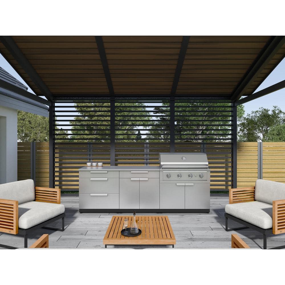 Stainless Steel Outdoor Kitchen Cabinet Set with Sink and Grill Cabinet