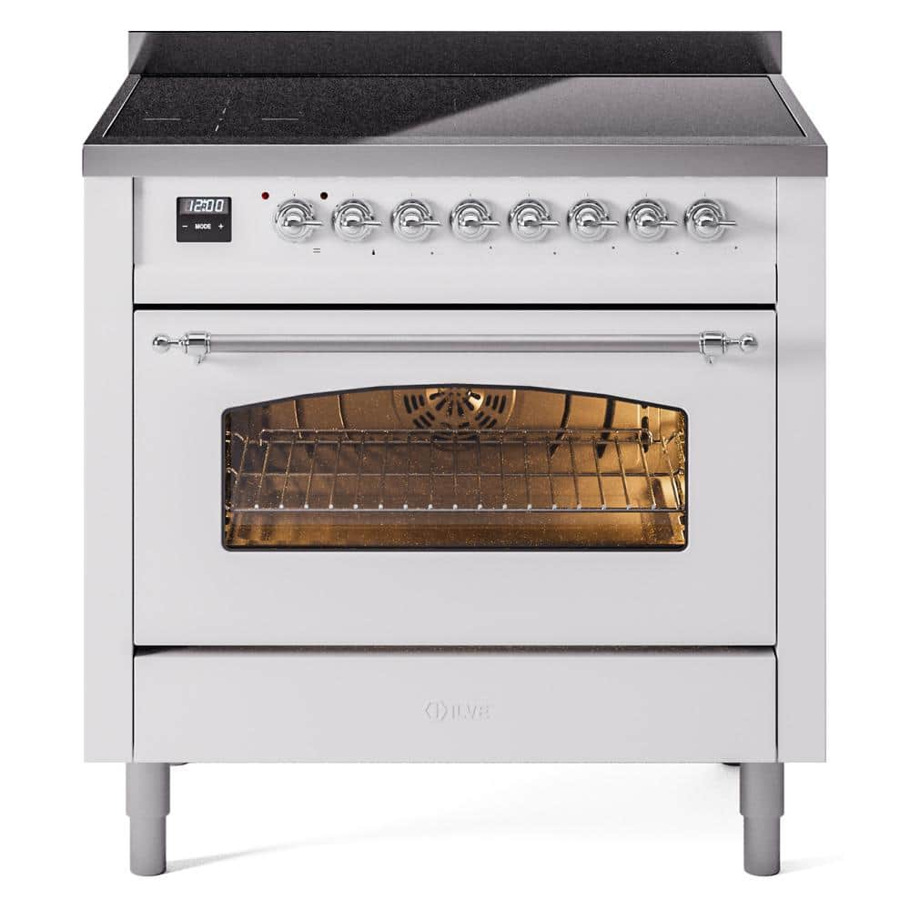 Nostalgie II 36 in. 6 Zone Freestanding Induction Range in White with Chrome -  ILVE, UPI366NMPWHC