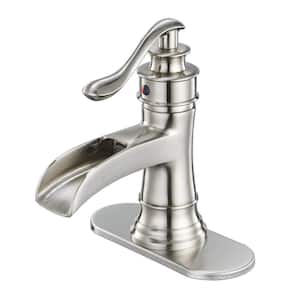 Single Hole Single-Handle Low-Arc Bathroom Faucet in Brushed Nickel