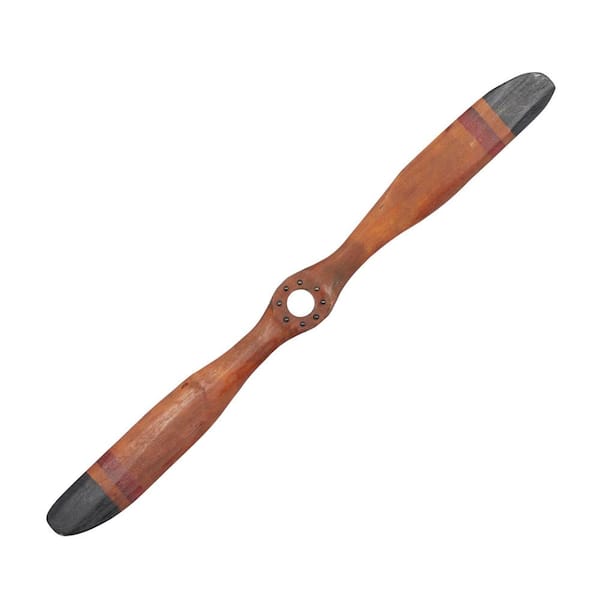 48 in. x  5 in. Wood Brown 2 Blade Airplane Propeller Wall Decor with Aviation Detailing