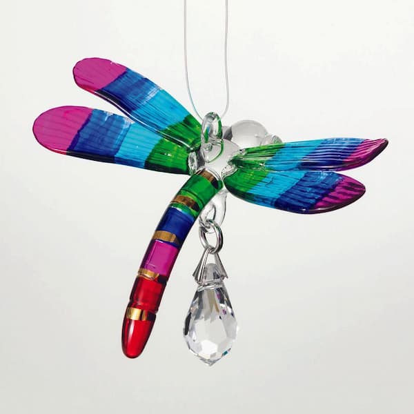 WOODSTOCK CHIMES Woodstock Rainbow Makers, Fantasy Glass, 1.5 in. Dragonfly Summer Rainbow Crystal Suncatcher