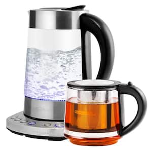 7.2-Cup Stainless Steel Electric Glass Kettle with ProntoFill Technology and 27-Oz. Reusable Teapot with Infuser, Bundle