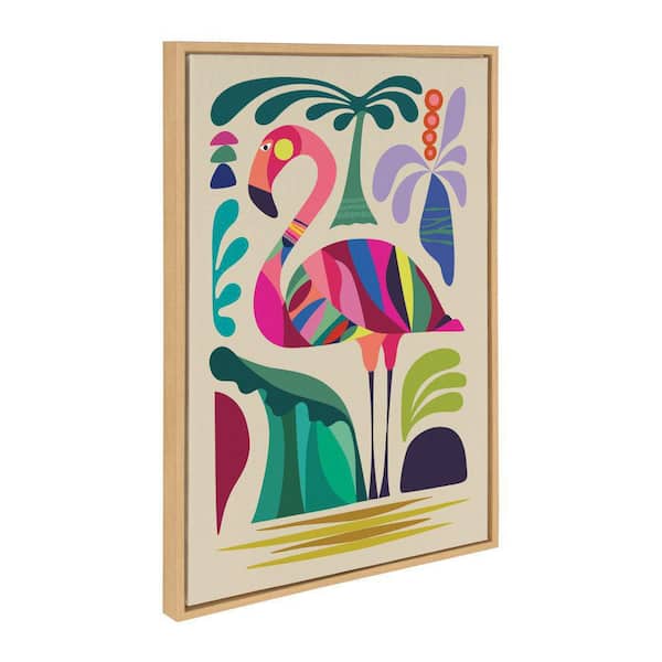 Kate and Laurel Sylvie "MCM Flamingo" by Rachel Lee Framed Art Print 23 in. x 33 in.