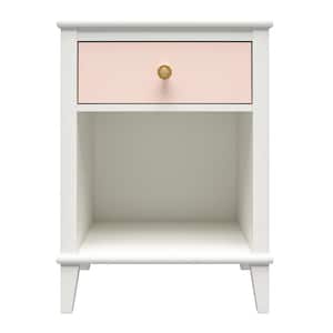 Monarch Hill Poppy 1-Drawer White and Peach Nightstand (26.81 x 19.69 x 15.06)