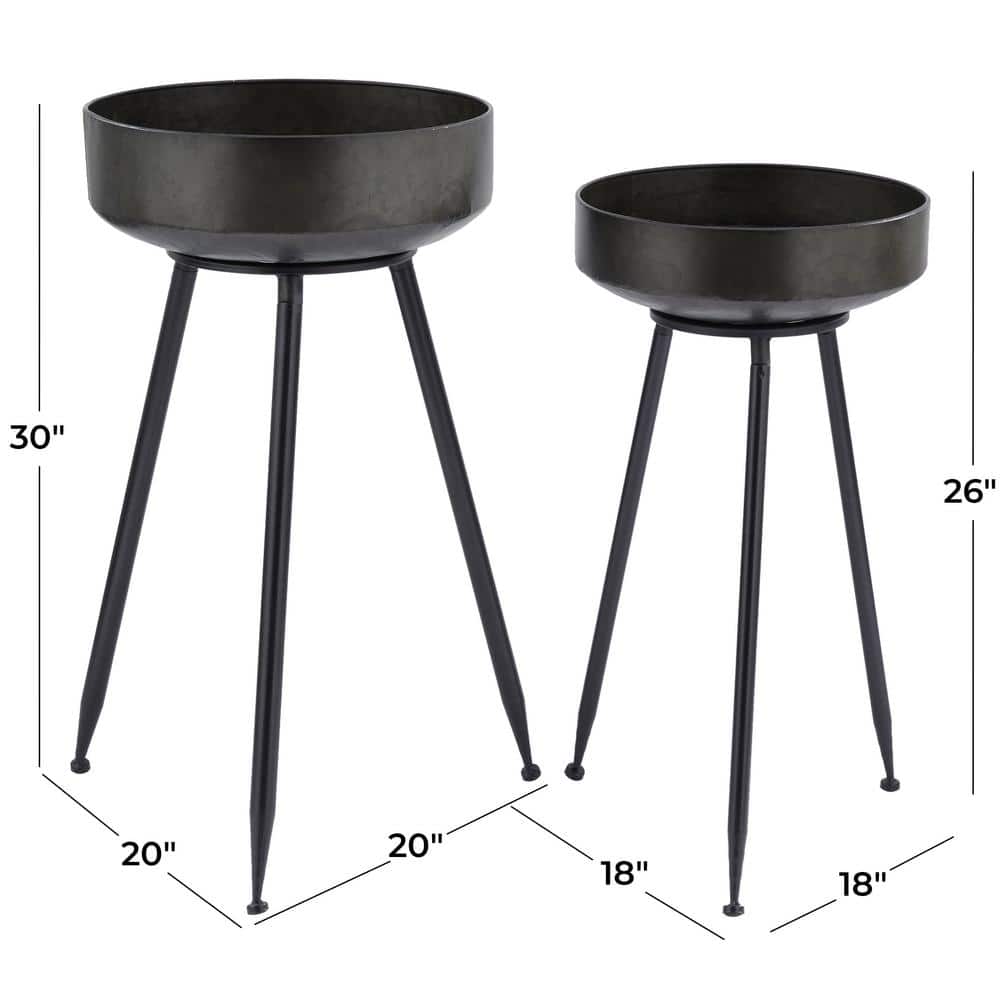 Monroe Lane Extra Large Black Metal Planter Set with Stands