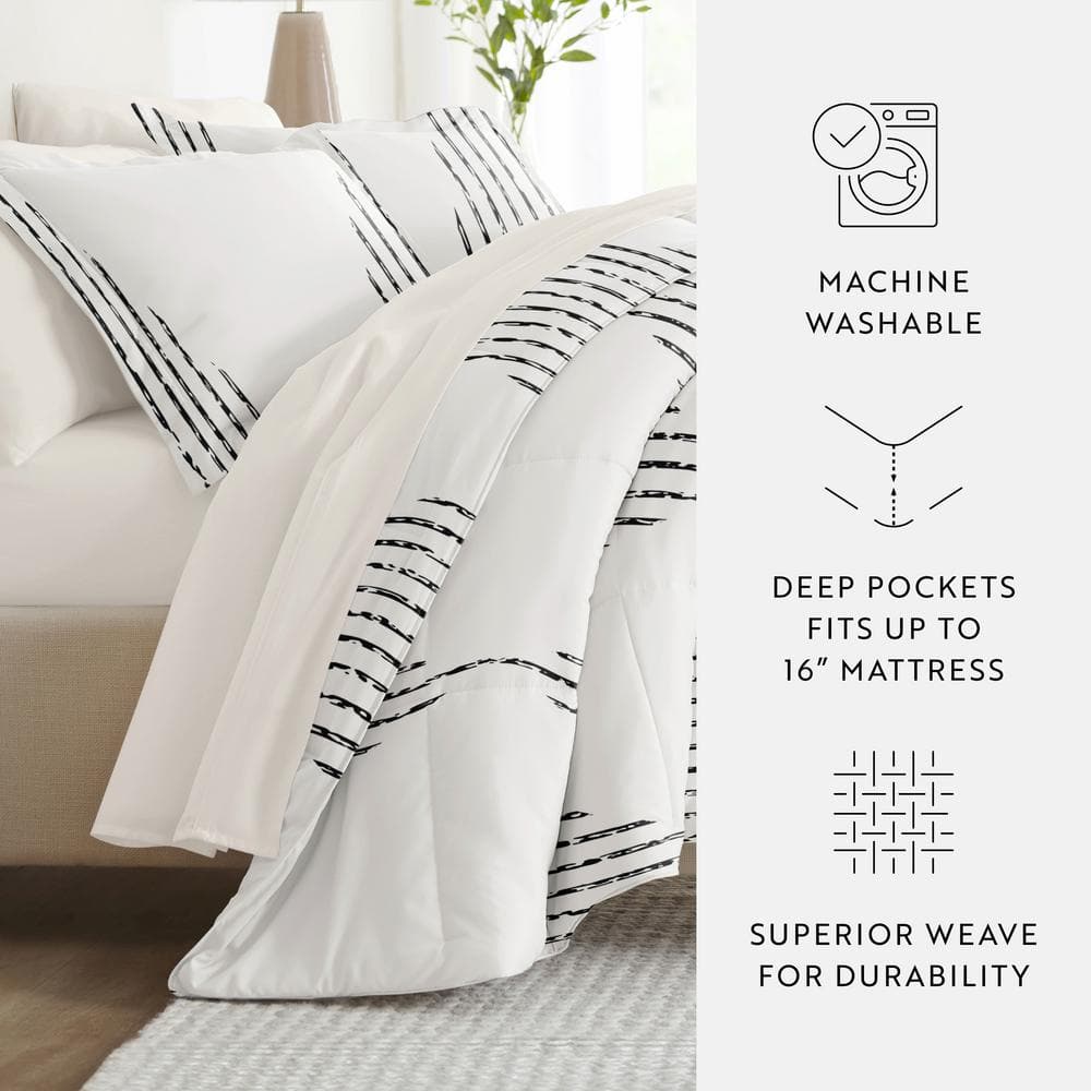 Twin Gray and White Microfiber Diamond Stripe Bedding Set