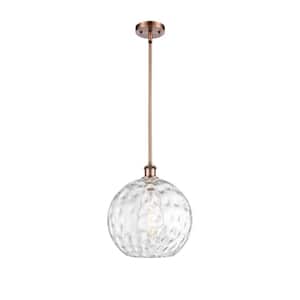 Athens Water Glass 60-Watt 1 Light Antique Copper Shaded Mini Pendant Light with Clear glass Clear Glass Shade