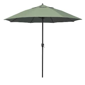 9 ft. Black Aluminum Market Patio Umbrella Fiberglass Ribs and Auto Tilt in Spa Pacifica