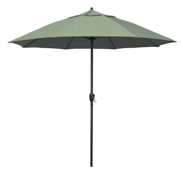 California Umbrella 9 ft. Black Aluminum Market Patio Umbrella Fiberglass Ribs and Auto Tilt in Spa Pacifica