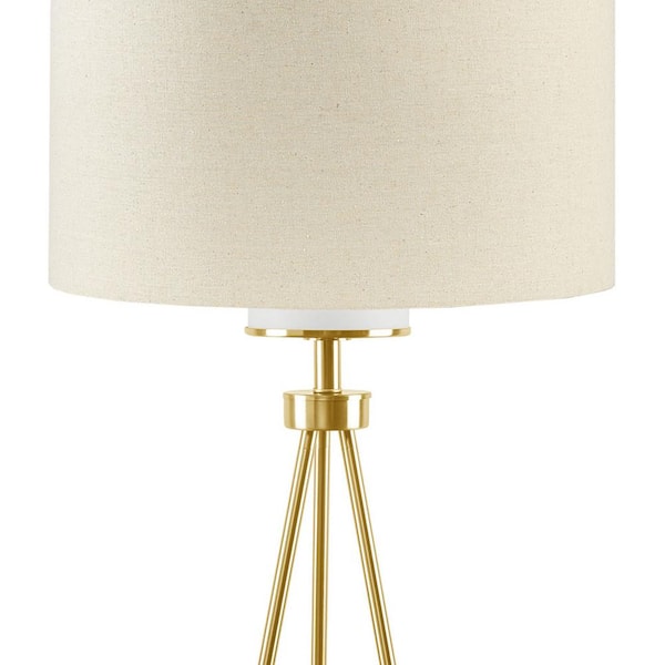 Dainolite Gabriela 1 Light Tripod Aged Brass Floor Lamp with Black and Gold  Shade