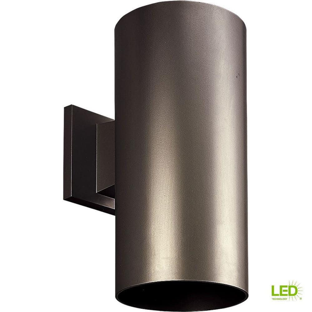 Antique Bronze 12" LED Cylinder Outdoor Wall Light