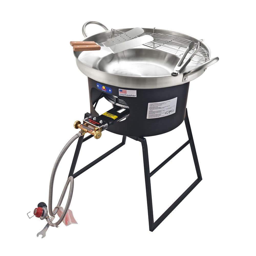 ARC 23" Black Stainless Steel Propane Burner Comal Set