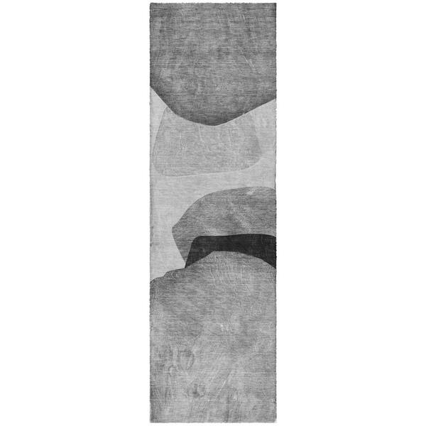 Dream Shag Premium Machine Washable Abstract ADS547 Gray 2 ft. x 7 ft. Runner Rug