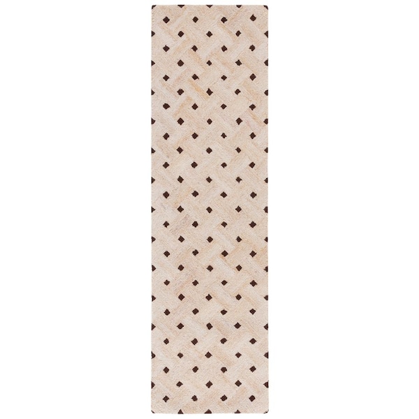 Genre 2 ft. x 8 ft. Light Brown/Ivory Spotted Lattice Runner Rug