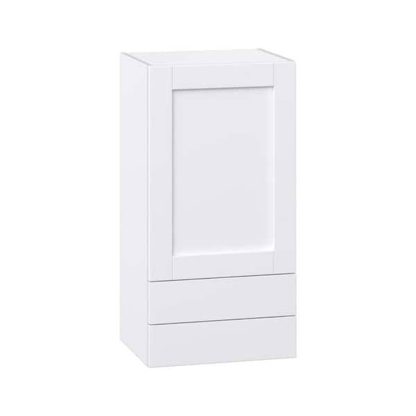 J COLLECTION Milton 18 in. W x 14 in. D x 35 in. H Assembled Shaker Wall Kitchen Cabinet in Bright White with 2 Drawers