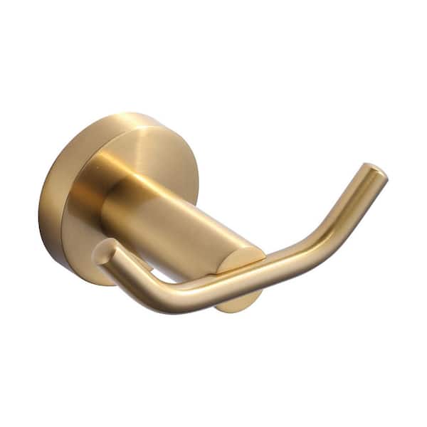 Wall Mount J-Hook Double Robe/Towel Hook Double Robe Hook in Brushed Gold
