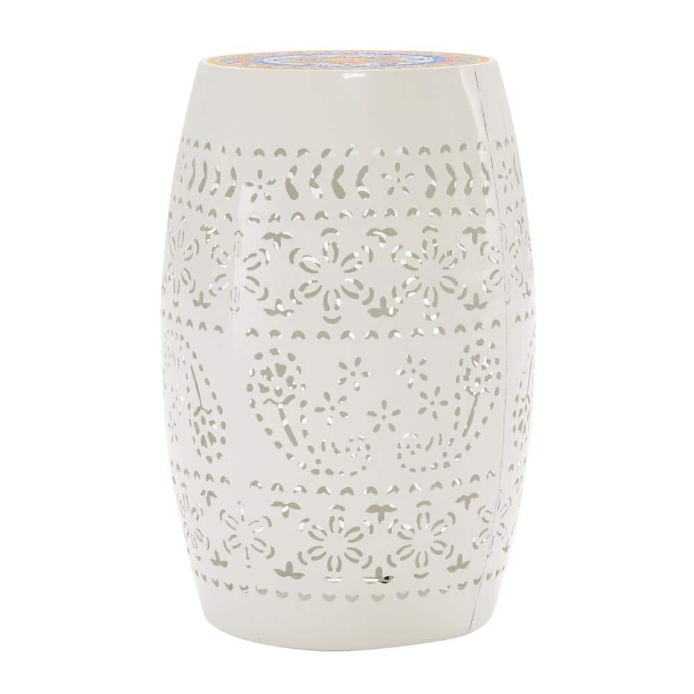 12 in. Outdoor patio metal side table, suitable for any combination, White