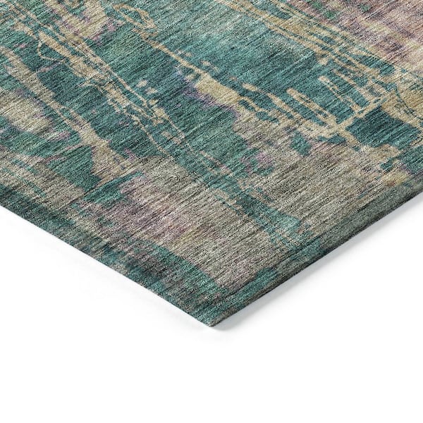 Chantille Machine Washable Indoor/Outdoor Abstract ACN2236 Teal 2 ft. 3 in. x 7 ft. 6 in. Runner Rug