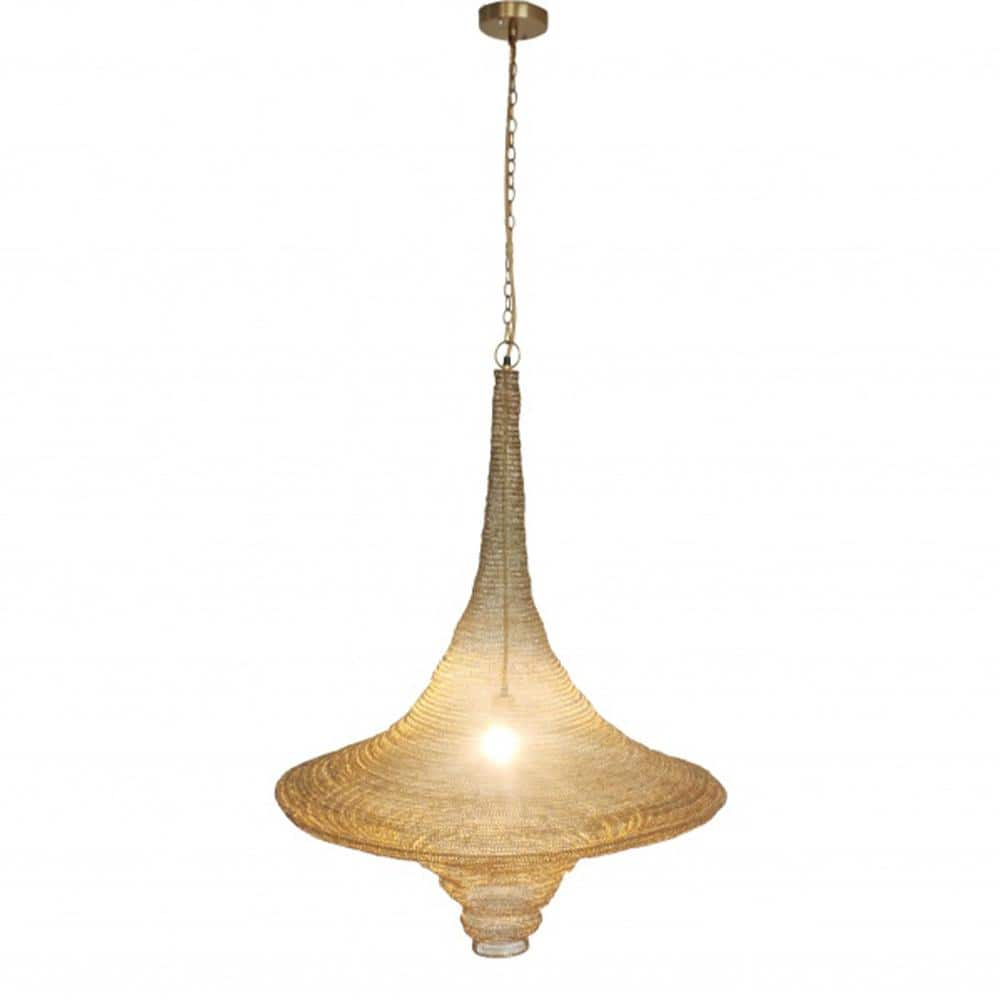 Raxel 60-Watt 1 Satin Black Cone Mini Pendant Light with Woven Metal Shade 