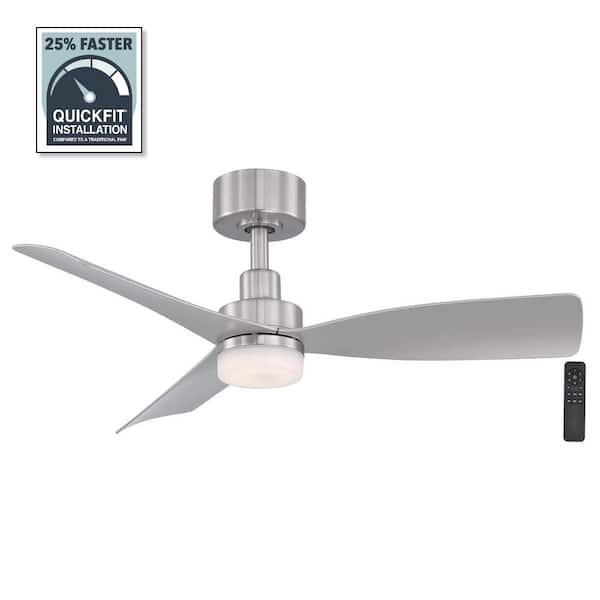 Hampton Bay Marlston 36 in. Indoor/Outdoor Brushed Nickel with Silver Blades Ceiling Fan with Adjustable White with Remote Included