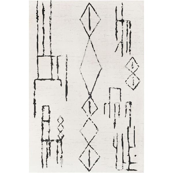 Livabliss Aliza Black/White 5 ft. x 7 ft. Indoor Machine-Washable Area Rug