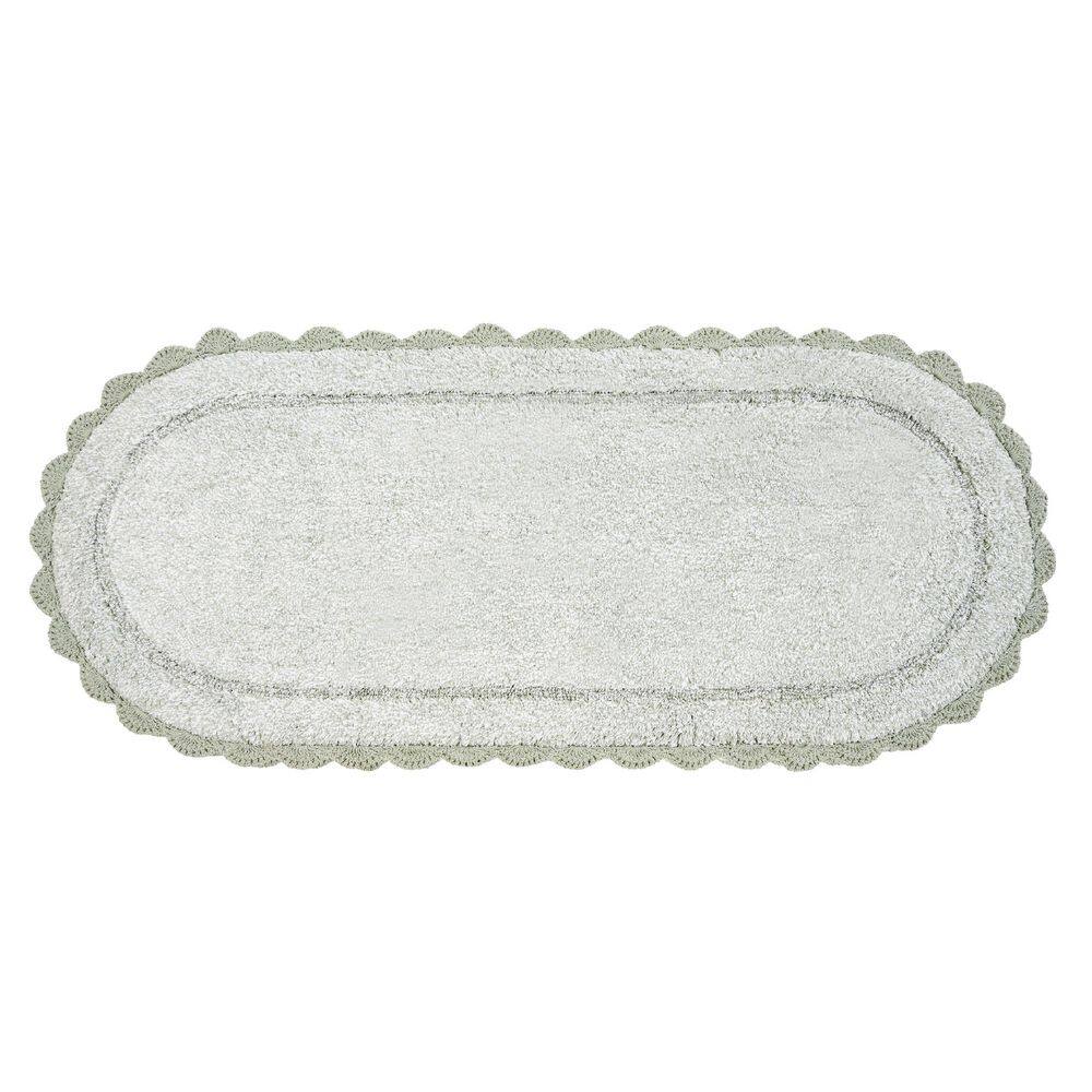 Eloise Crochet Border 24in. x 60in. Green Solid Cotton Oval Bath Mat price history on PriceWatchPro