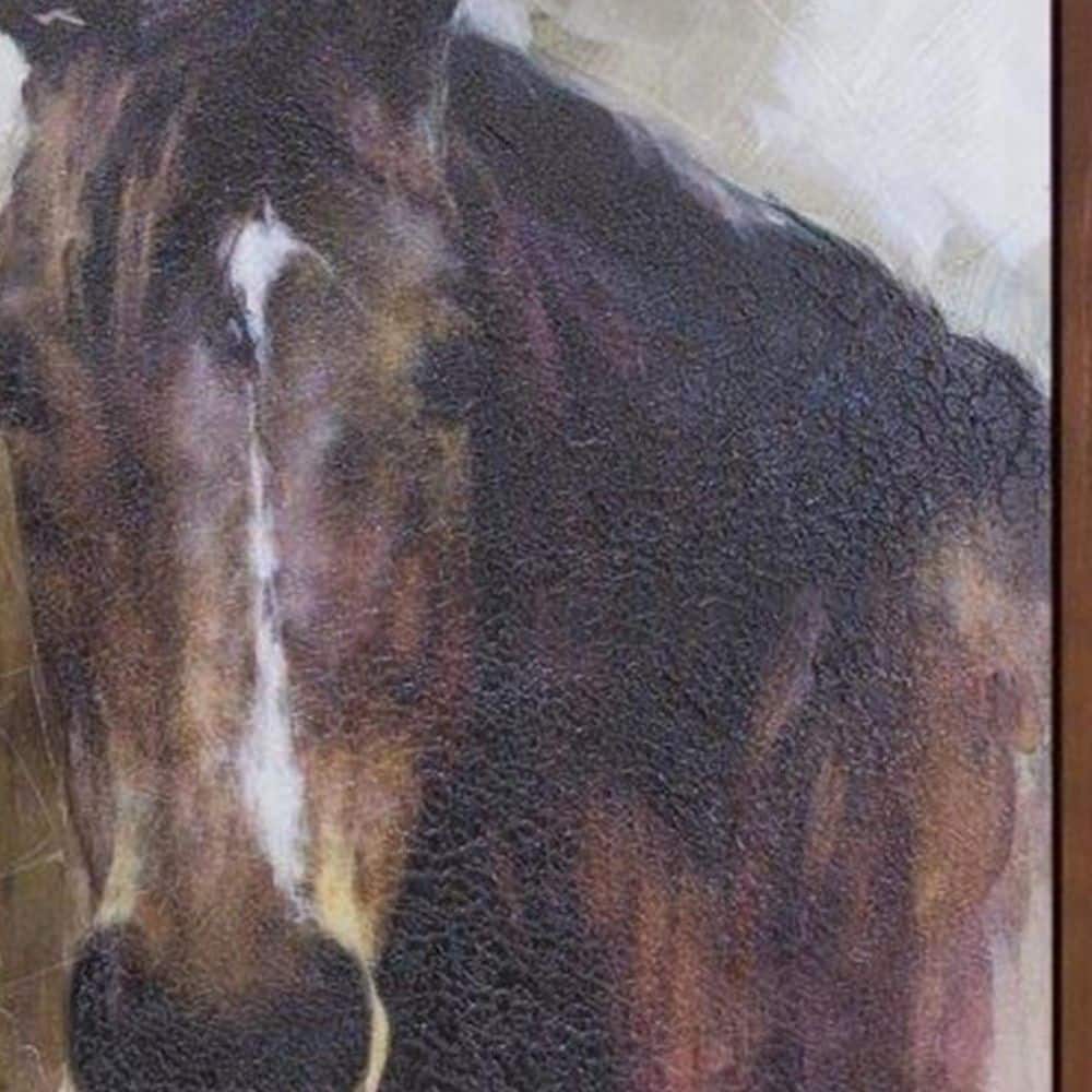 Framed Brown Horse Canvas Wall Art 31.5"H