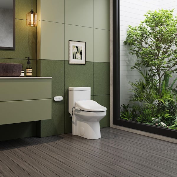 Electric Heated Bidet Seat for Round Toilet with soft close Lid in. White