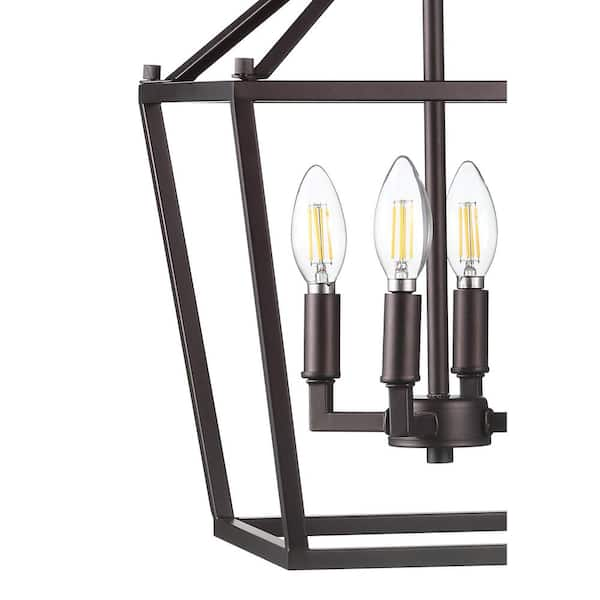 2 PK JONATHAN Y Pagoda 12 in. 4-Bulb Oil Rubbed Bronze Lantern Metal LED factory Pendant