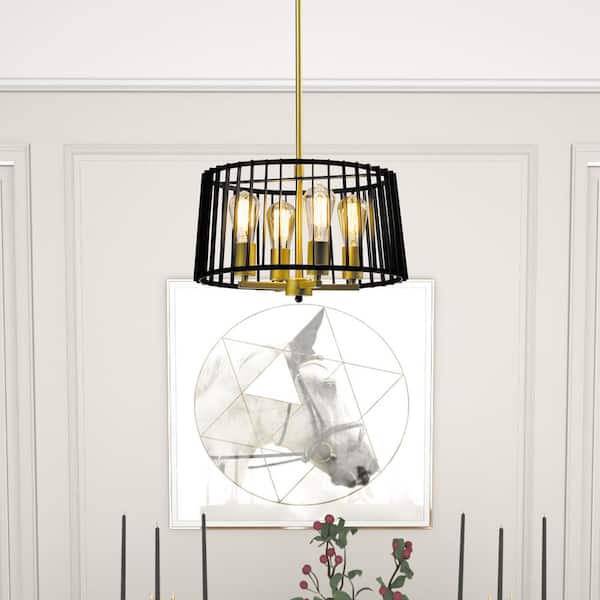 Madison 4-Light Black/Gold Candlestick Island Chandelier