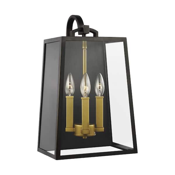 Generation Lighting Lindbergh 3-Light Antique Bronze Outdoor Wall Lantern Sconce