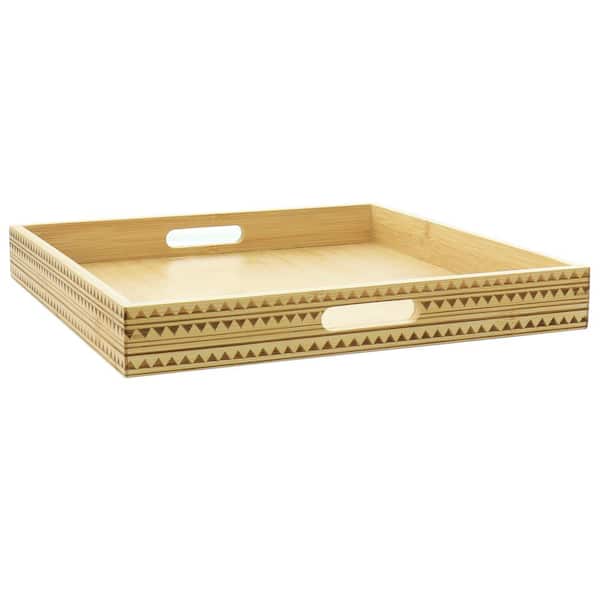 Gibson Home Sadler 15 in. Wood Serving Tray with Built-in Handles