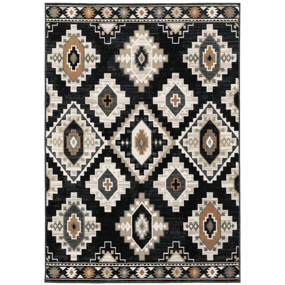 AVERLEY HOME Gracie Charcoal/Ivory 4 ft. x 6 ft. Southwest Area Rug ...