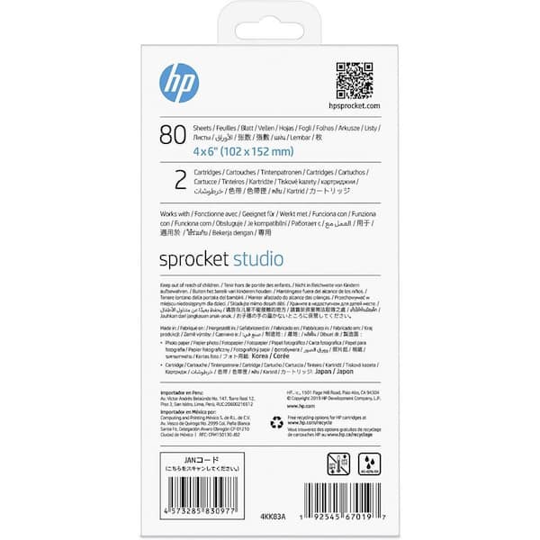 HP Sprocket Studio 4x6 - Papier Photo format 10x15cm et cartouches