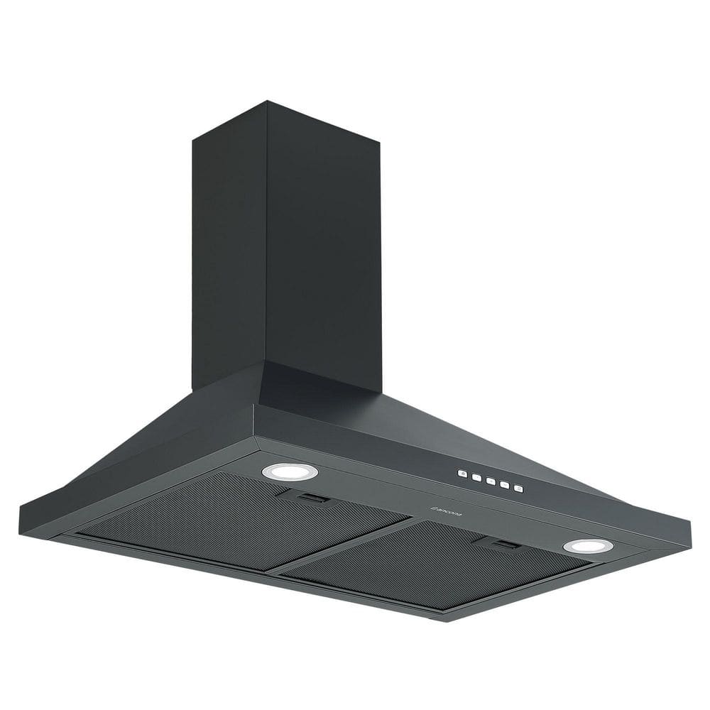 30 in. 600 CFM Convertible Wall-Mounted Pyramid Range Hood in Matte Black with Light