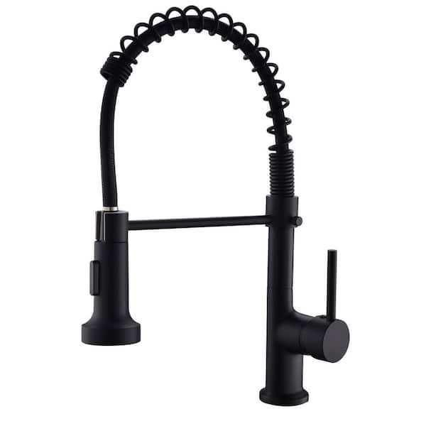 GIVING TREE Single Handle Modern Pull Down Sprayer Kitchen Faucet in Matte Black