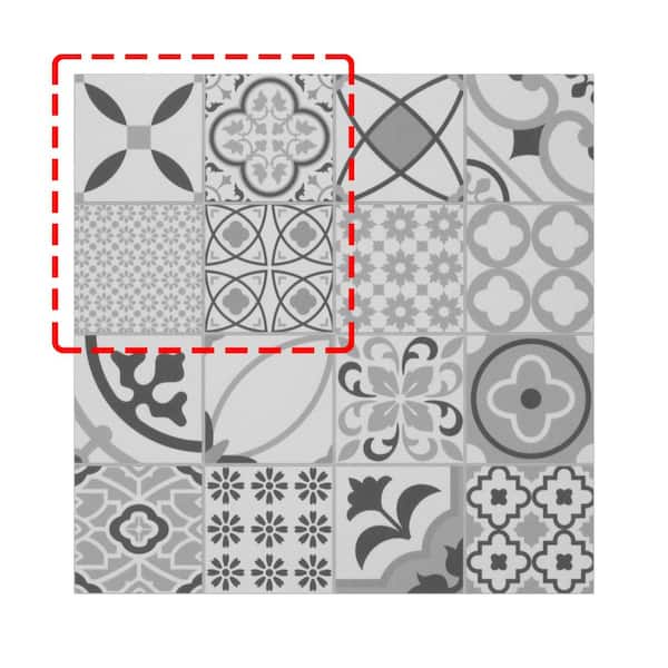 sunwings Patterned Black 6 in. x 6 in. Peel and Stick Backsplash Square Mosaic Wall Tile (0.25 sq. ft.)