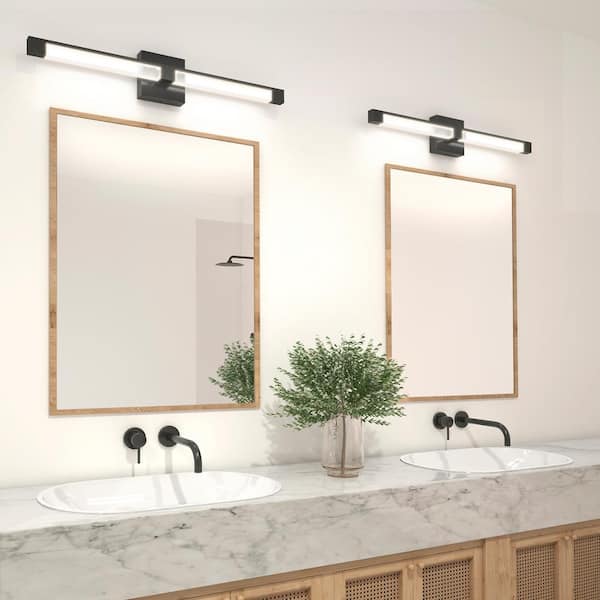 The Tivoli 1-Light Black Depot Bar in. LED Vanity Light Bathroom Modern Artika 27 Matte Home VAN-TROC-HD2BL Integrated - for