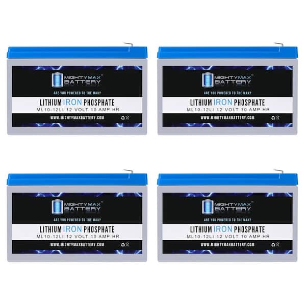 12-Volt 10 AH Lithium Replacement Battery Compatible with Epcom Power Line PL7-12 4-Pack