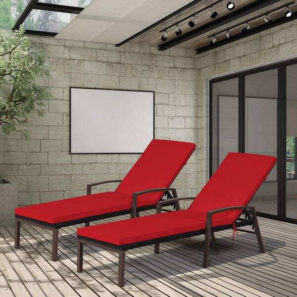 Gymax Adjustable Patio Rattan Chaise Recliner Lounge Chair With Red Cushion 2 Piece Gym05699 The Home Depot - Gymax Adjustable Pool Chaise Lounge Chair Gymax Adjustable Patio Rattan Chaise Recliner Lounge Chair With Red Cushion 2 Piece Gym05699 The Home Depot - Gymax Adjustable Pool Chaise Lounge Chair