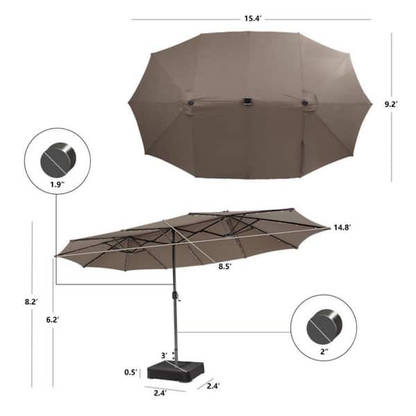 Clihome 15 ft. Double-Sided Large Market Patio Outdoor