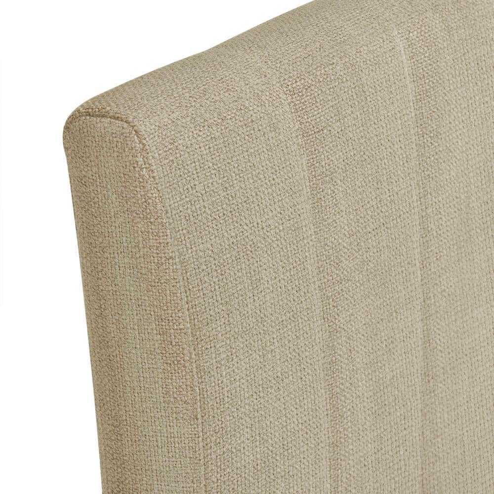 Taupe Linen Upholstered Parsons Side Chair with Wood Legs, Set of 2