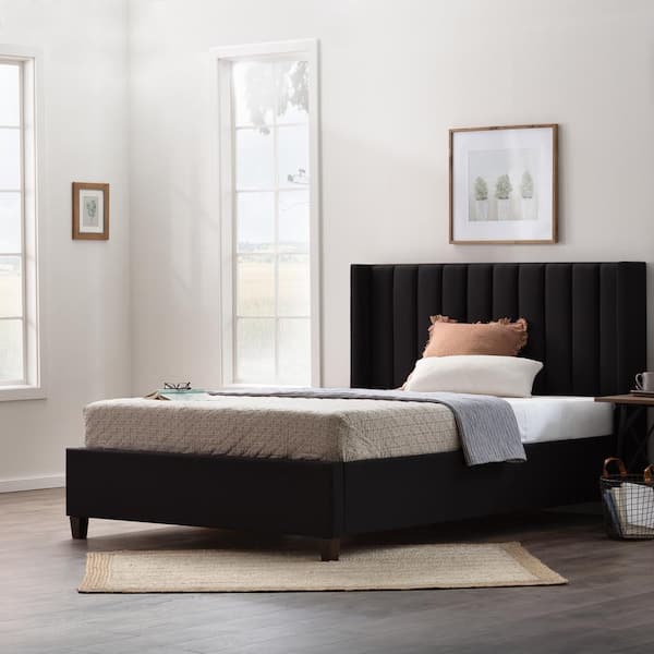 Full Platform Bed Frame, Black Tufted Bed Frame Full