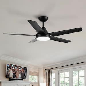 48 in. Indoor 3-Speed Integrated LED Lighting Ceiling Fan with Black ABS Blade