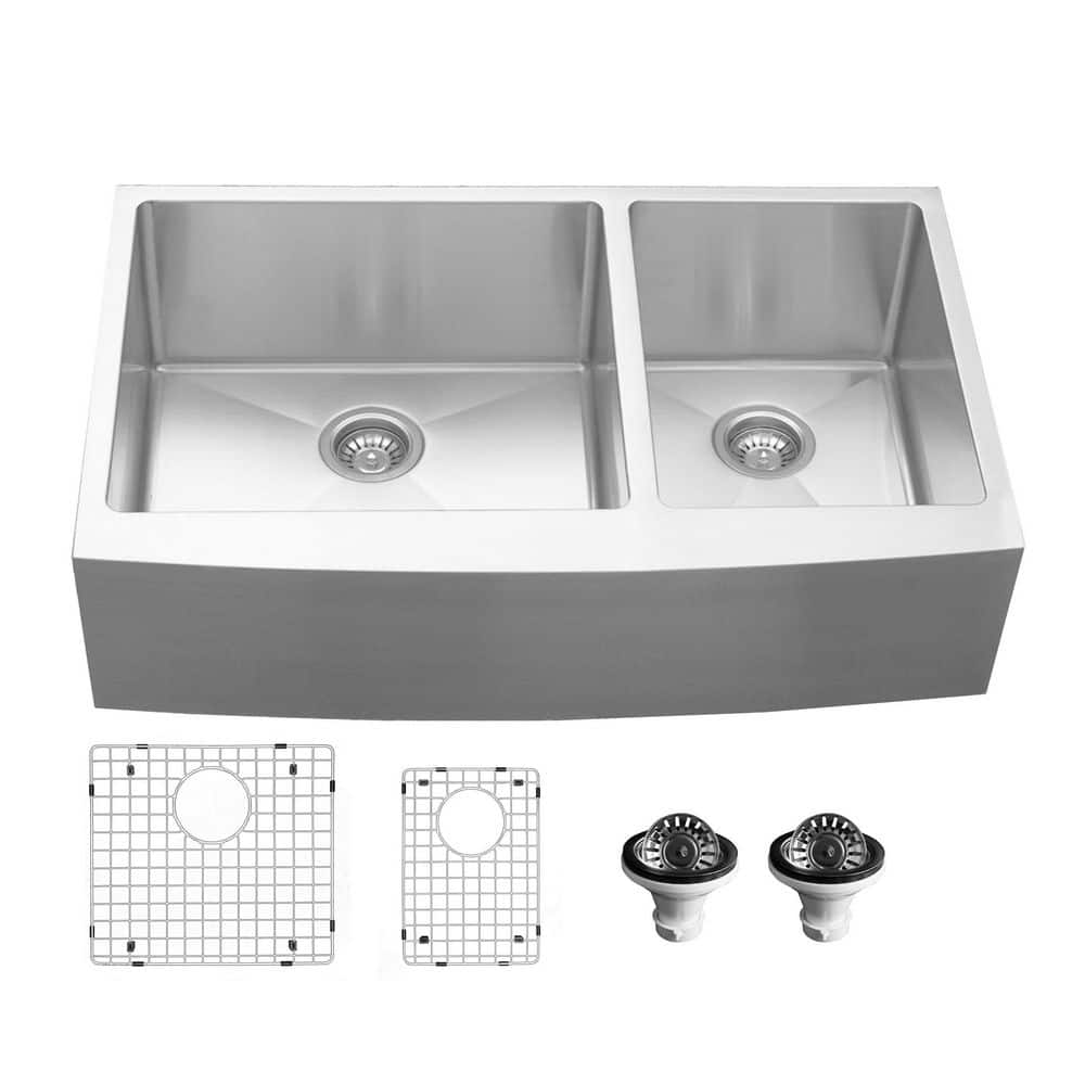 36'' Stainless Steel Double Bowl Farmhouse Apron Sink