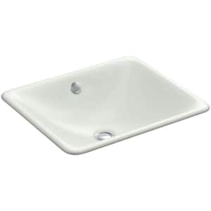 Iron Plains 18" Square Drop-in/Undermount Cast Iron Bathroom Sink in Sea Salt with Overflow