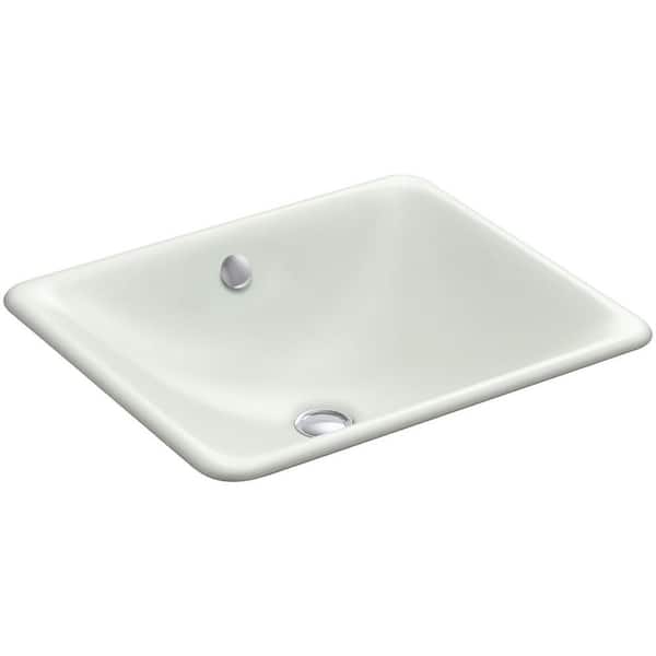 Iron Plains 18 in. Square Drop-In Cast Iron Bathroom Sink in Sea Salt with Overflow